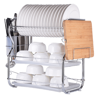 ชั้นวางจานสแตนเลส 3 ชั้น